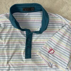 G/Fore Men's Golf Polo Mens Size Large White Stripe Performance Worn Once